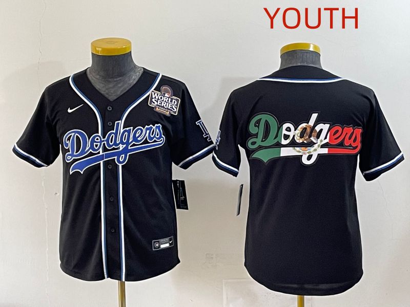 Youth 2025 Los Angeles Dodgers Blank Black Three generations Fashion Nike MLB Jersey style 13->youth mlb jersey->Youth Jersey